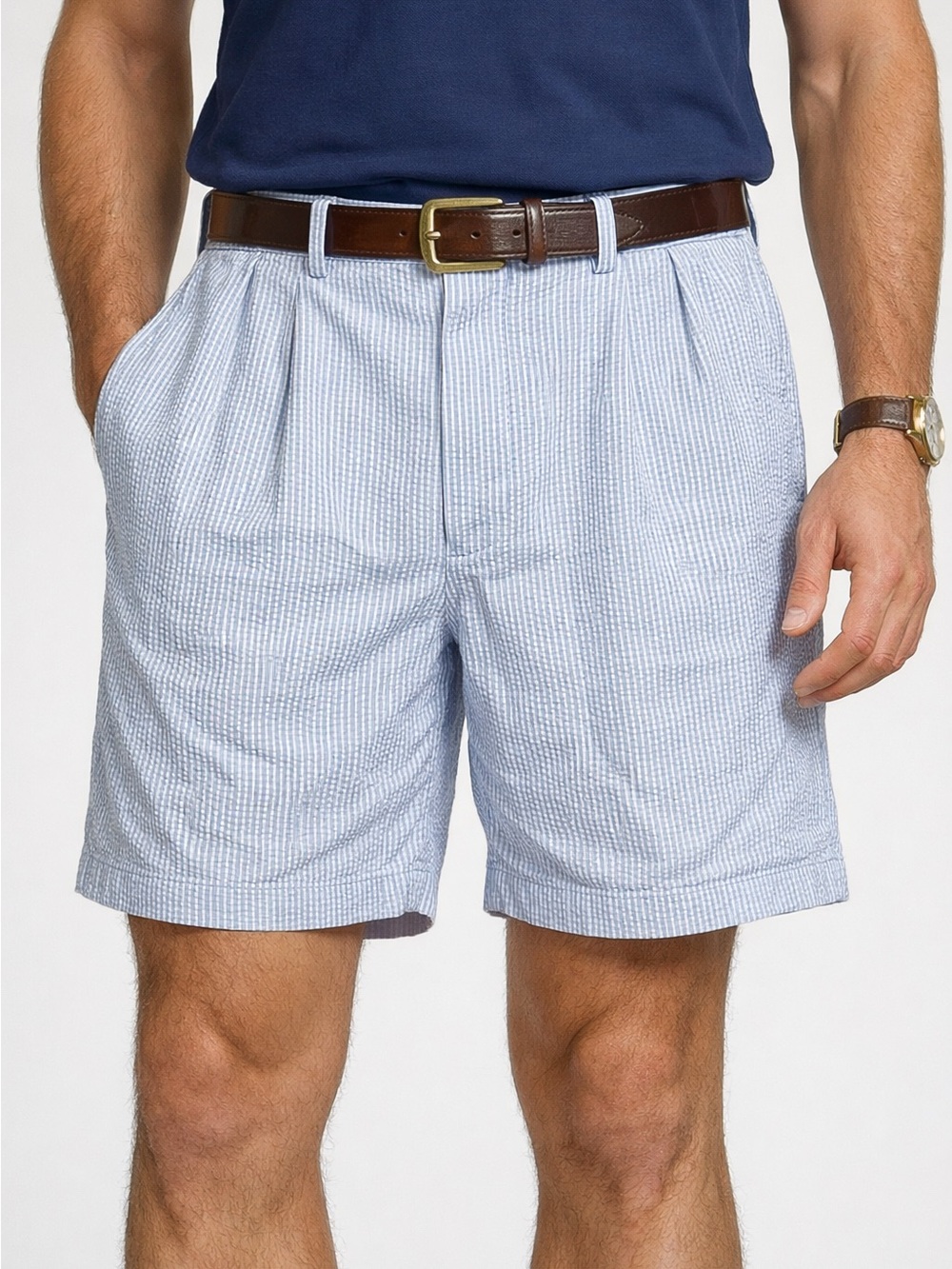 Polo Golf Ralph Lauren Men's Blue Seersucker Fairway Shorts Size 36